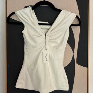 Aritzia Cream Twist-Front Blouse